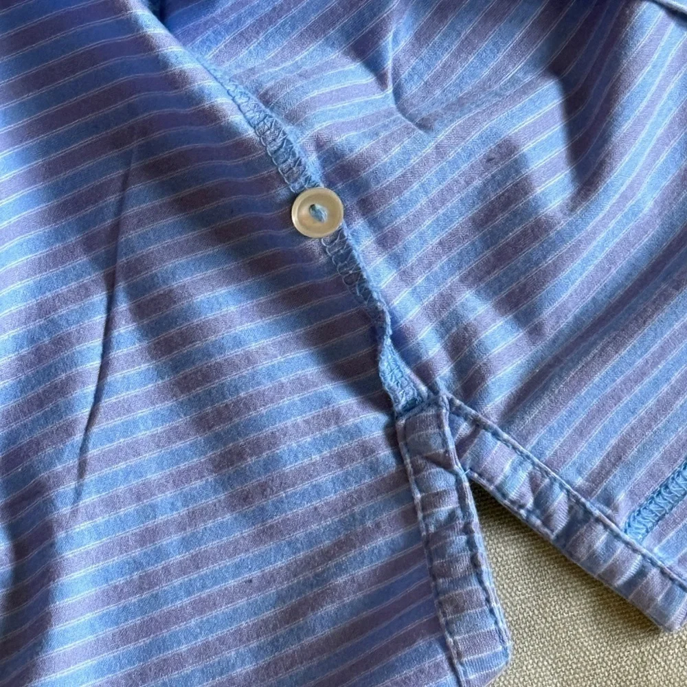 Peter Millar Striped Cotton Polo Shirt XL Blue - Picture 6 of 9
